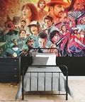 Netflix Stranger Things Peel And Stick Wallpaper Mural for Walls Ten Point Five Feet Wide by Six Feet High, seven panels in bedroom