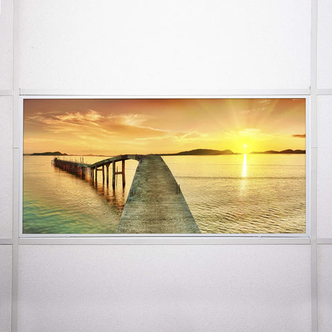 Beach-themed sunset view on 2x4 fluorescent light covers for classroom ceiling fixtures beach vibe 4 pack, 22.38 by 46.5 inches