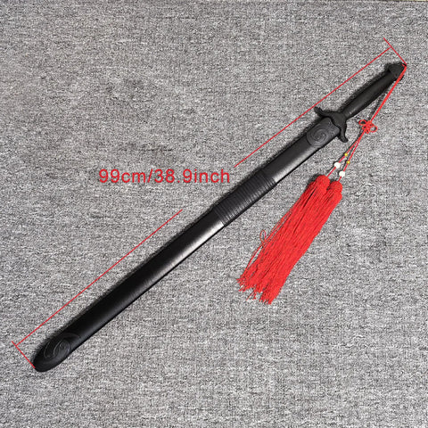 Tai Chi Sword Training Katana Style Practice Sword, 99cm High Elastic Polypropylene Blade With Scabbard And Red Tassel on floor