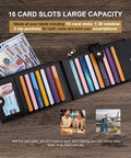RFID Blocking Wallet For Women Large Capacity Bifold Card Holder With Zipper Pocket And Multi Card Slots Premium Leather