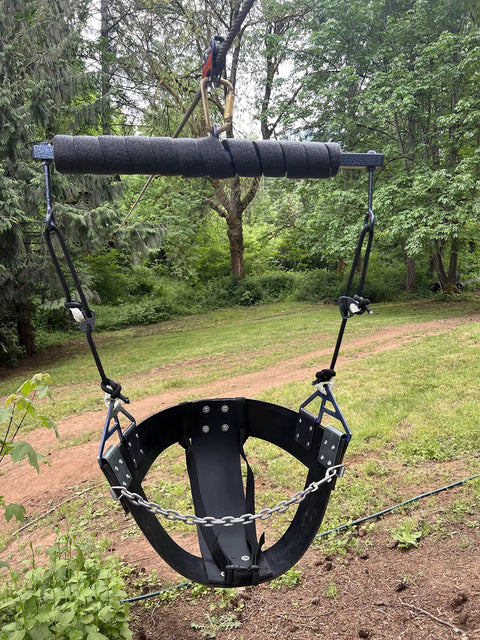 Backyard Zipline Seat For Trolley Use Heavy Duty Black Metal Swing Seat That Supports Up To 300 Lbs Includes Chain Strap And Hardware For Safe Attachments Ideal For Kids And Adults Easy To Install Seat Only