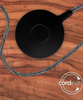 Overhead view of black switch on braided cord for Six Foot Braided Extension Cord With On Off Switch For Lamps And Holiday Lights