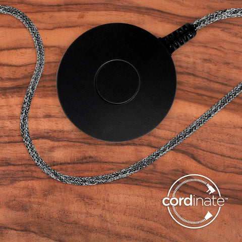 Overhead view of black switch on braided cord for Six Foot Braided Extension Cord With On Off Switch For Lamps And Holiday Lights