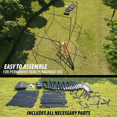 Heavy Duty Baseball and Softball Batting Cage With Wheels For Backyard Driveway And Club Training setup parts on grass