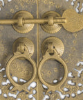 Flower Pot Cabinet Faceplate Set 5.52 Inches Square With Solid Brass Pull And Eight Radial Washers For Architectural Interior Design And Custom Cabinetry Hardware Decorative Facade Accent For Doors And Drawers