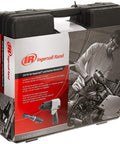 Carrying case of Heavy Duty 1/2 Inch Air Impact Wrench And 3/8 Inch Air Ratchet Combo Kit with socket set displayed