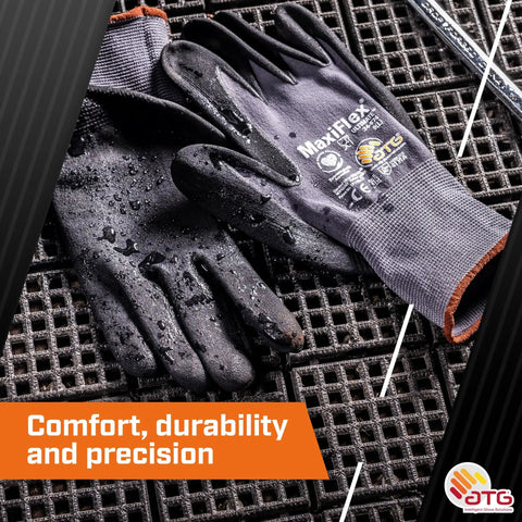 Grippy Foam Nitrile Palm Coated Work Gloves With Knit Wrist For Dirt And Debris Protection, Great Oil Grip, Built For Light Oil Handling