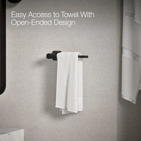 Parallel Towel Arm Wall Mount Dope Sleek Square Design With Circular Accents Modern Towel Holder Black Metal in Bathroom