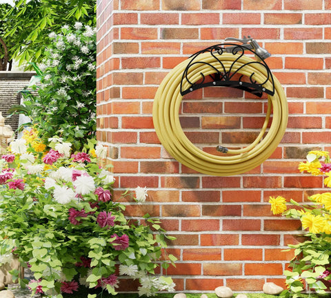 Heavy Duty Metal Hose Holder Wall Mount For Outdoor Yard Solid Iron Garden Hose Reel Organizer Waterproof