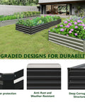 Image of Two Pack Galvanized Raised Garden Bed Kit 9x3x1ft Durable Rust Resistant Planter Boxes in a patio setting with plants.