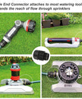 3 Ply Reinforced Rubber Garden Hose Half Inch By Fifty Feet Lightweight Flexible DIY Hose Set attached to tools