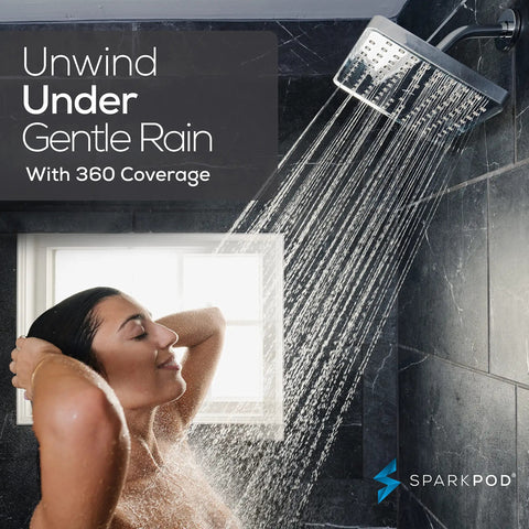 High Pressure Rain Shower Head Upgrade to Boost Your Shower Game, Easy Tool Free Install, Adjustable 8 Inch Square Chrome Rainfall Head, Premium Quality Replacement for a Spa Like Bath in a shower scene