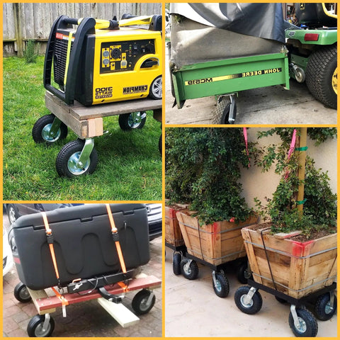 Top Notch 8 Inch Pneumatic Industrial Caster Wheels With Slick Black Rubber Tires For Smooth Rolling And Heavy Duty Floor Protection Steel Hub Ball Bearing Swivel Base Pack Of 2 mounted under various carts and generators.