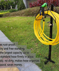 Freestanding Outdoor Hose Holder Stand With Brass Faucet Heavy Duty Metal Water Hose Reel Storage Stake Rack for Backyard