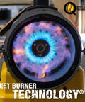 Close-up of the burner in an Outdoor Portable Propane Forced Air Heater 70,000 BTU Heats Up To 1,750 Sq Ft Corded Or Cordless.