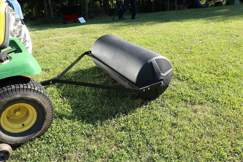 Tow Behind Lawn Roller 18-Inch By 36-Inch Heavy Duty Poly Roller With 40 Gallon Capacity with side molded spokes