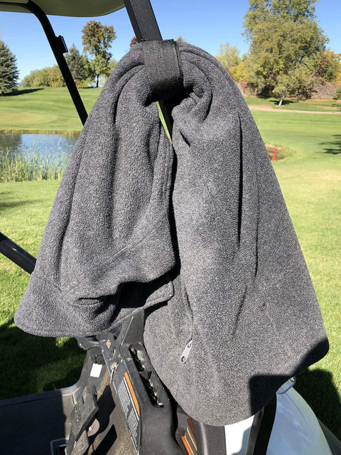 Golf cart with towel using Magnetic Rangefinder Strap For Golf Carts And Rails Adjustable Mount Holder With Ultra Strong Magnets