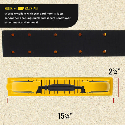 Top view of Adjustable Radius Flex Longboard Sanding Block with dual hook and loop backing, 15-3/4 inch size, for contour finishing.