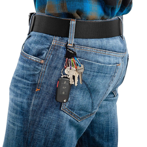 Key Rack Steel S Biner Carabiner Organizer With Six Colorful S Biners For Keys Securely And Separately clipped to belt loop