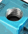 Close-up of 6mm threaded connector on 12V 5.4W 3-Port Electronic Boost Control Solenoid Valve with carbon steel body and brass fittings.