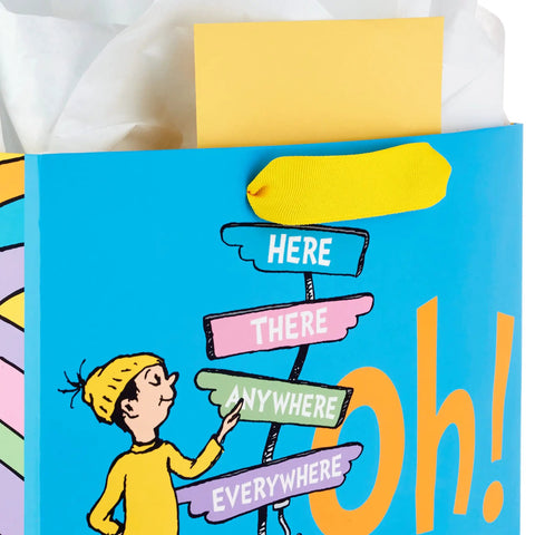 13 Inch Large Dr. Seuss Graduation Gift Bag With Tissue Paper And Card Oh The Places You'll Go For High School College