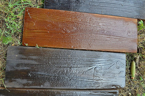 Concrete pavers made using Two Piece Concrete Mold Set With Realistic Old Wood Look For Garden Stepping Stones Patio