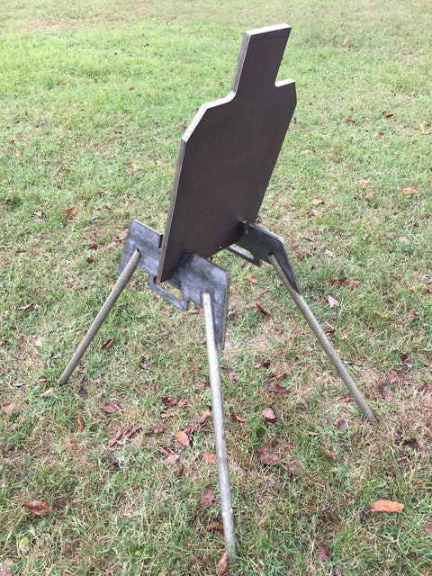 Portable 3/8 Inch AR500 Steel Shooting Ground Target 12x20 with stand shown assembled on grass; includes ground legs.