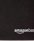 Square Mouse Pad With Cloth Surface And Rubberized Base For Smooth Glide Non Slip Stable And Thick Great For Gamers And Designers Hand Washable Measures 12.4 By 10.6 Inches Black, close-up of fabric texture and logo.