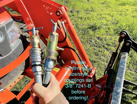 Three Eighths Inch ISO 7241-B Hydraulic Quick Coupling Pressure Relief Tool Kit With Male And Female Adapters for compact tractors.