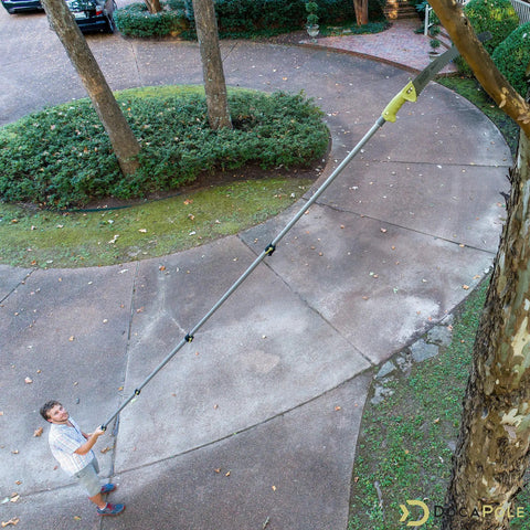 Heavy Duty Telescoping Pole Saw Extends Six To Twenty Four Feet With Lock Tight Grips For Hustle Free Pruning Of Branches Under Two Inches Featuring Fast Thumb Lever Clasps And Killer Reach For Easy Outdoor Yard Work
