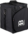 Heavy Duty Large Black Padded Nylon Clay Drum Carrier Bag With Cushioned Shoulder Strap And Sturdy Carry Grip For Secure Djembe Storage And Scratch Free Street Haul Built Tough For Weekend Getaways, viewed from the side.