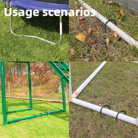 Heavy Duty Set Of 20 12 Inch Garden Ground Stakes Galvanized Steel J Shape Hooks Rebar Anchors securing outdoor structures