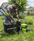 40V Cordless 21-Inch Brushless Push Mower With Dual 4.0Ah And 2.0Ah USB Batteries, Charger Included, Automatic Battery Switch-Over For Longer Run Time, Easy One-Lever 7-Position Height Adjustment, bagging lawn
