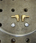 External Aluminum Gas Tank Fuel Gauge With Clear Sight Window And Twelve Inch Clear Fuel Hose Brass Elbows One Eighth Inch NPT With One Quarter Inch Barb For Chopper Bobber Cafe Racer Motorcycles Works With Gas Gasohol Or Oil components
