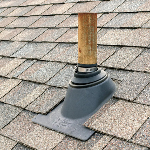 2 Pack Roof Collar Repair Boots For 1.5 To 2 Inch Vent Pipes With Silicone Sealant Included DIY Friendly Flexible Thermoplastic Rubber Roof Vent Flashing Collar Quick Leak Fix For Existing Roof Boots USA Made installed on shingled roof.