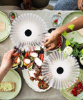 Top view of Three Pack Battery Operated Tabletop Fly Fans For Indoor Or Outdoor Use No Fuss Easy Setup Perfect For Picnics Barbecues Events