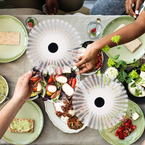 Top view of Three Pack Battery Operated Tabletop Fly Fans For Indoor Or Outdoor Use No Fuss Easy Setup Perfect For Picnics Barbecues Events