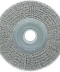 12 Inch Wide Face Crimped Wire Wheel For Metal Cleaning And Deburring, 0.020 Inch Steel Fill, 2 Inch Arbor, Made In The USA