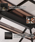 Detailed view of 10x12 Ft Hardtop Gazebo With Aluminum Frame And Polycarbonate Roof showing interior hooks and breathable mesh