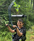 Backyard Zipline Trolley With Brake Race Car Style Handlebars Easy Speed Control Braking Stable Forward Facing Ride