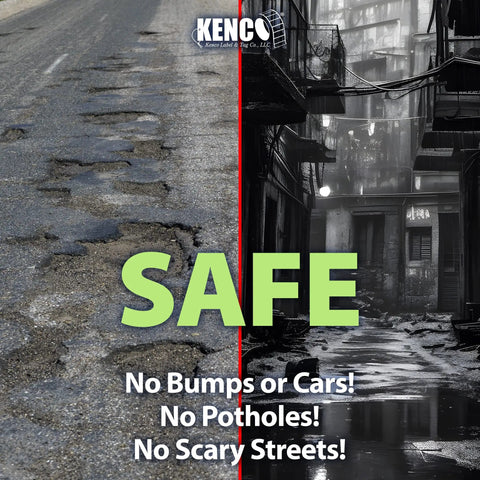 Image contrasting a bumpy road with a safe indoor alternative for kids' bike training, highlighting safety and comfort.