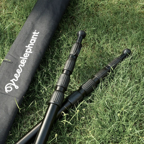 Adjustable Aluminum Telescoping Tarp Poles For Tarps Canopies And Awnings, Heavy Duty 4 Section Pole Set Of 4 on grass