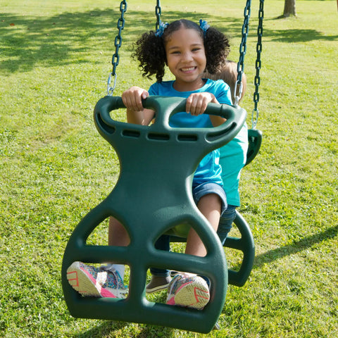 Two-Seat Dual Glider Swing With Coated Chains To Prevent Pinching, Heavy Duty Backyard Swing For Ages 3 To 10, Supports Up To 150 Lbs
