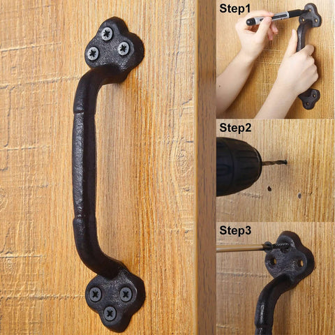 Installation of Rustic Gate Handle 9 Inch Cast Iron Barn Door Handle Heavy Duty Metal Fence Gate Pull For Garage Black