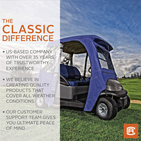Neoprene Paneled Golf Cart Seat Cover For Your Ride With Weather Protected Water Repellent Fabric Rear Zipper For Easy Entry Fits Most Two Person Carts Light Khaki And Black golf cart protection message