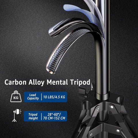 Carbon alloy tripod from Two Pack Softbox Lighting Kit With 16x16 Panels, 63 Inch Tripod Stand, 5400K Daylight LED Bulbs
