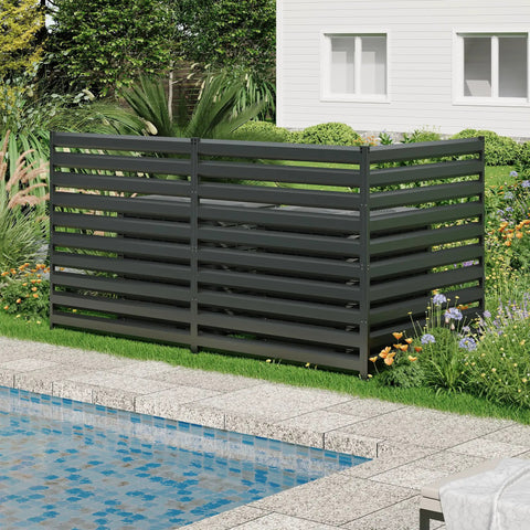Black Metal Outdoor Privacy Screen Fence Panels 42 Inch High 38 Inch Wide Two Panel Enclosure For Air Conditioner Trash Can Pool Equipment Garden Patio Privacy Fence For Outside No Frills Heavy Duty