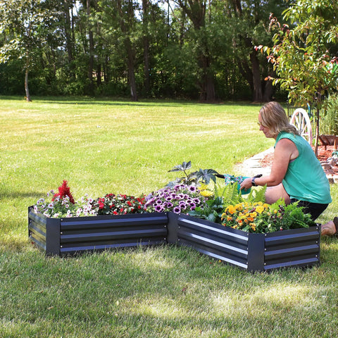 Galvanized Raised Garden Bed Kit 2x2x1 Ft Square Outdoor Planter For Vegetables Herbs And Flowers Dark Gray Metal Box With Sturdy Build For Easy Setup And Bigger Harvests In Your Backyard