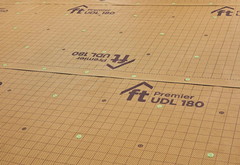 Premium Synthetic Roofing Underlayment One Wide Roll Delivers Tough As Nails Moisture Barrier Protection For Steep Slope Roofs showing detailed surface grip spots.
