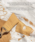 All Purpose Canvas Drop Cloths For Painting And Renovation Pro Grade Heavy Duty Floor And Furniture Protection Reusable Painters Tarp Durable Canvas Cover For DIY And Pros 4x12 Feet with paintbrush and paint marks.